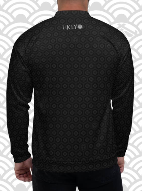 Ukiyo Streetwear Logo Black Sakura Print College Jacket