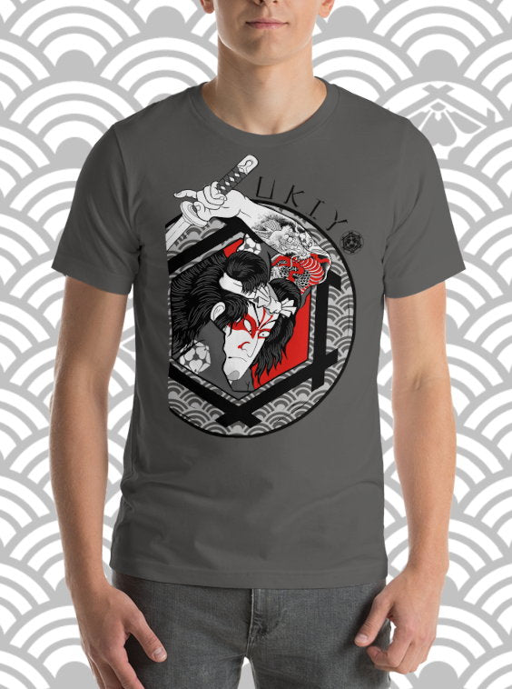 Ukiyo Streetwear Grey Samurai Warrior T-Shirt