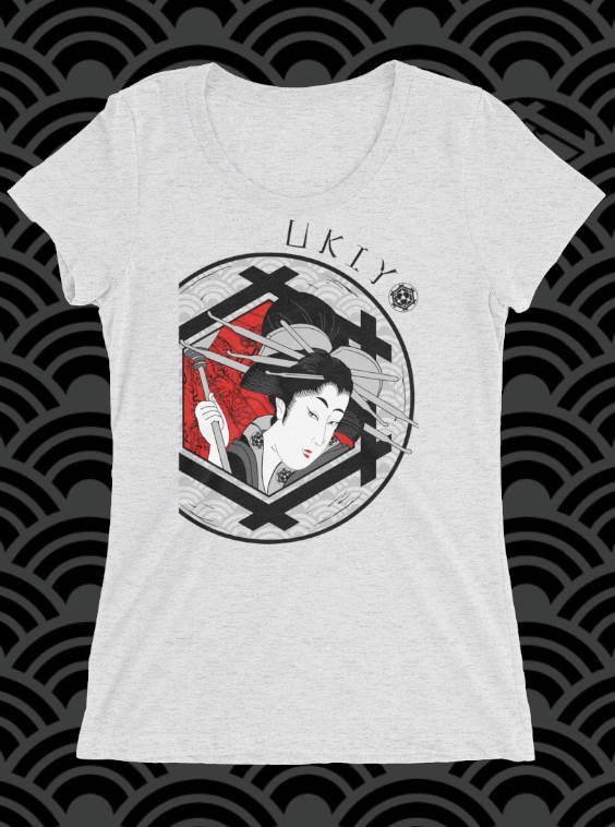 Ukiyo Streetwear Grey Heather Seductive Geisha Women's T-Shirt