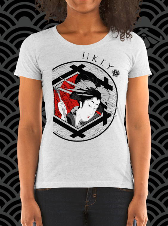 Ukiyo Streetwear Grey Heather Seductive Geisha Women's T-Shirt